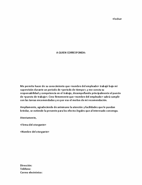Que es una carta de recomendación