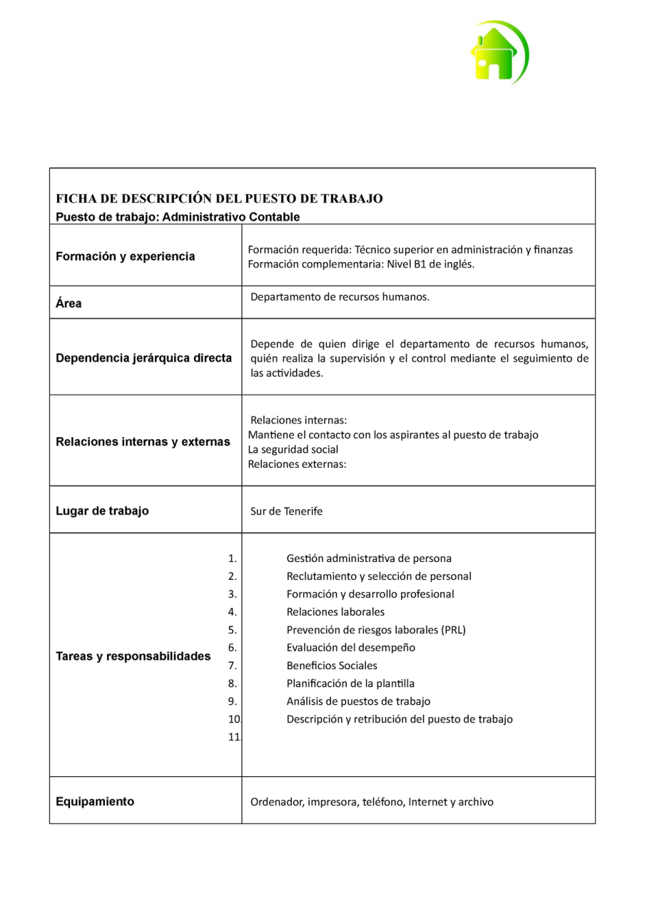 Modelo Ficha Descripción Puesto De Trabajo